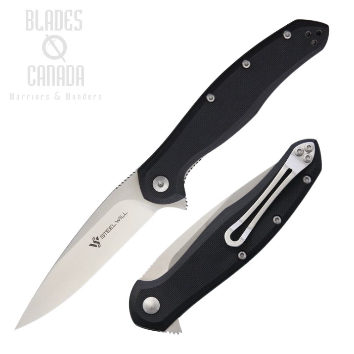 Steel Will Mini Intrigue Flipper Folding Knife, M390 Satin, G10 Black, F45M-31